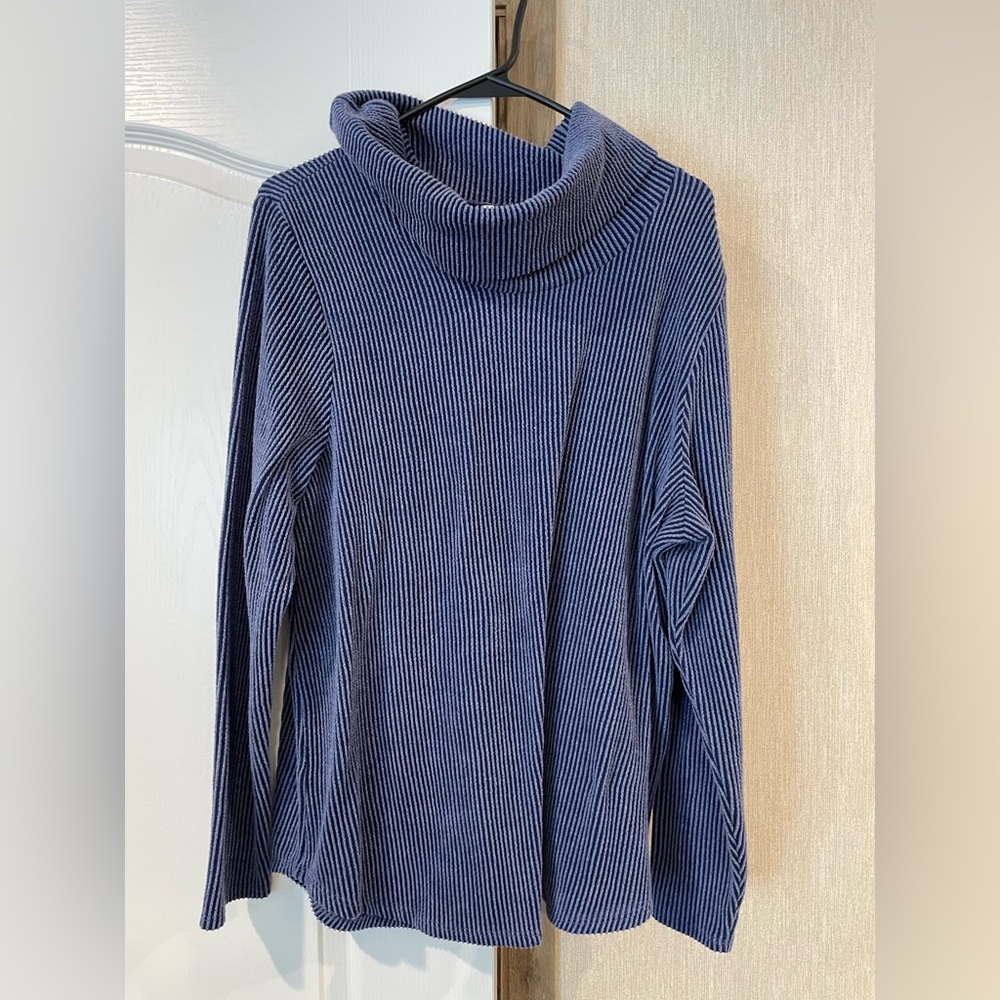 Ribbed Cowl Neck Sweater in Navy